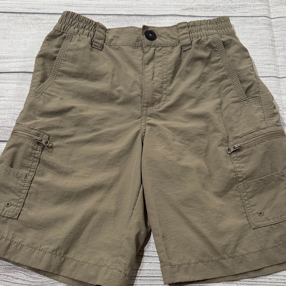 Magellan Outdoors Boys Tan Fish Gear Water Repellant Cargo Shorts